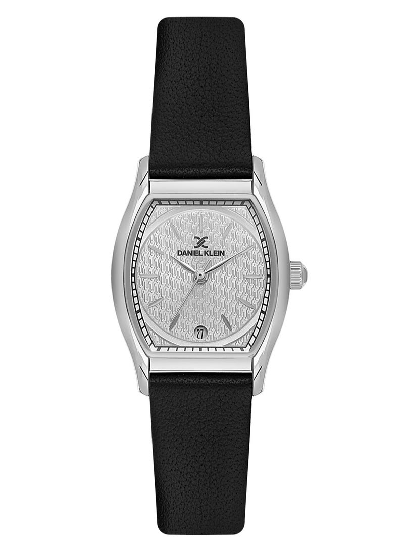 دانيل كلاين ساعة نسائية من الجلد | علبة من سبيكة فضية | تناظري | قرص فضي لامع | كوارتز ياباني | فاخر | مقاومة للماء حتى عمق 50 مترًا - Image 1